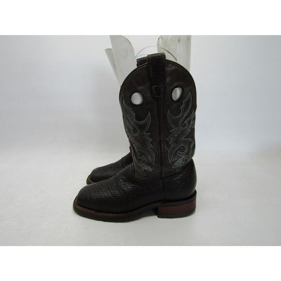 Double H Mens 7.5 D Gray Brown Leather Buckaroo Stockman Cowboy Western Boots - Picture 1 of 11